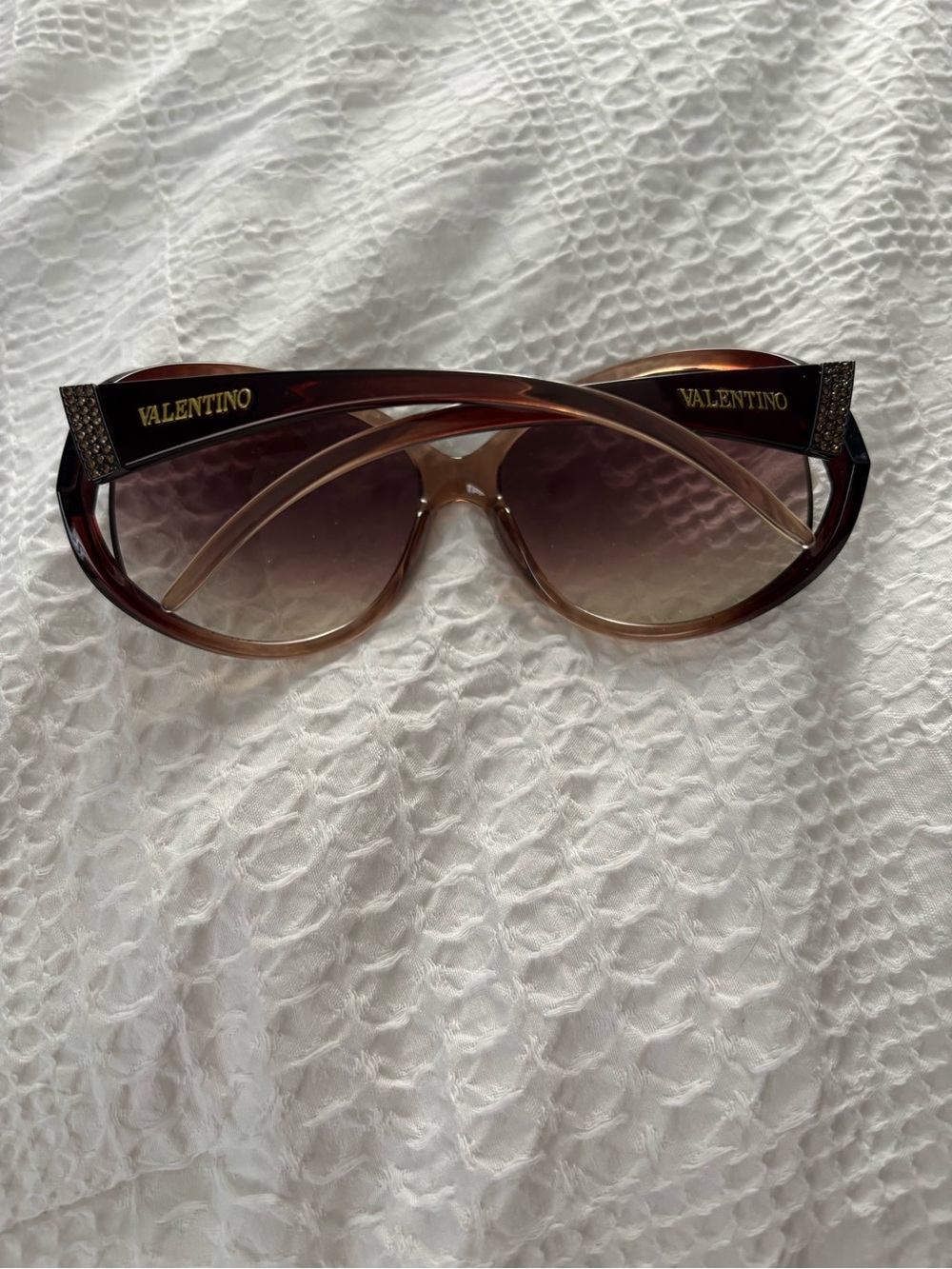Valentino Brown Gradient Women's Shield Sunglasses with Gold Logo